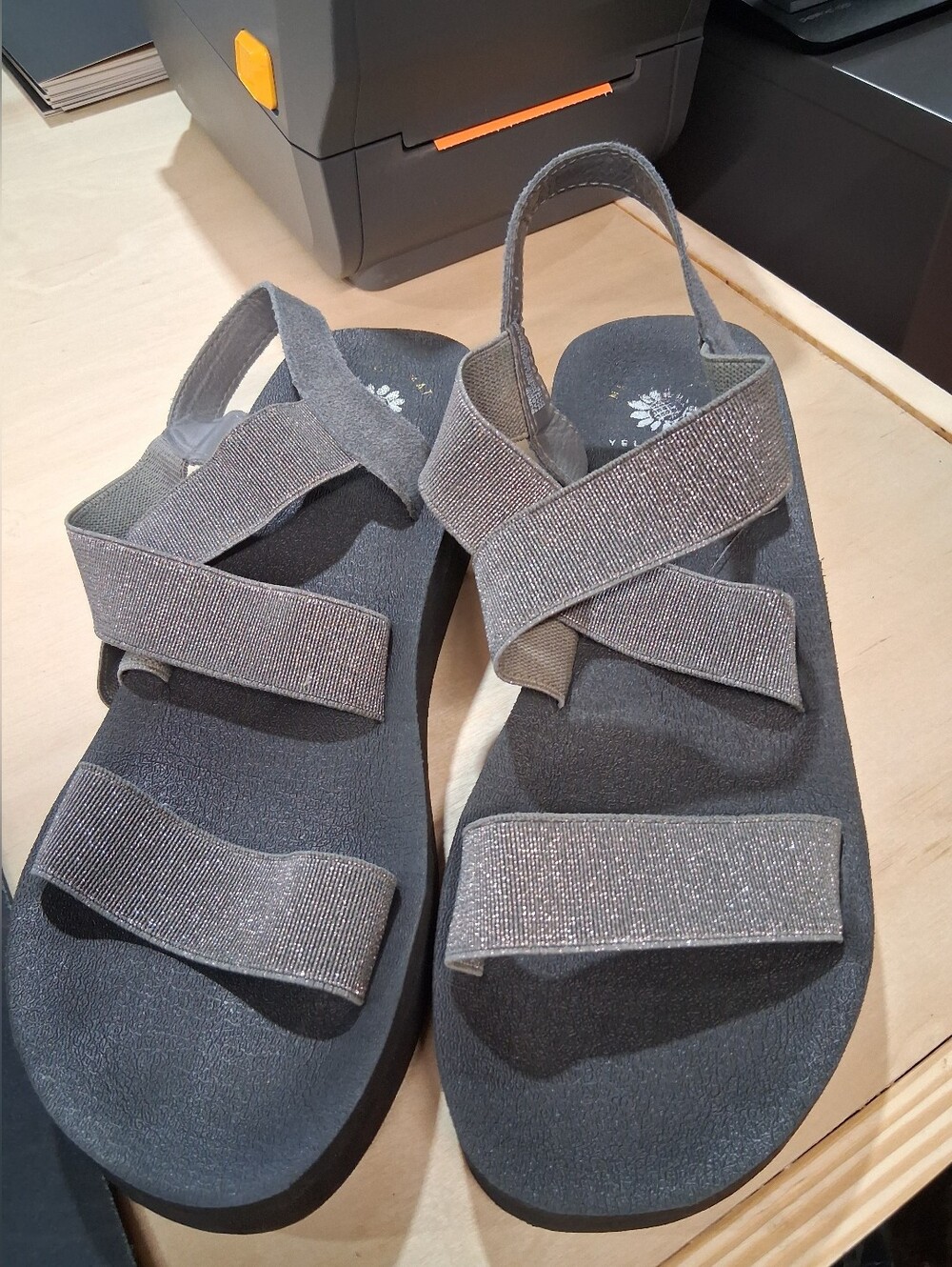 Yellow Box Silver Glitter Strappy Comfort Sandals